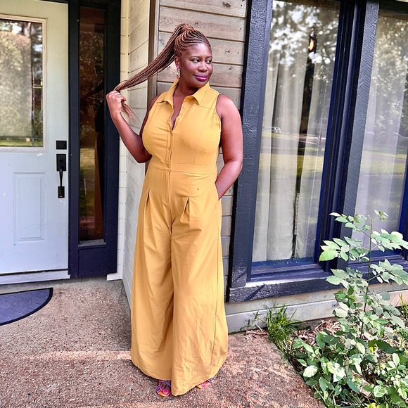 Sleeveless Jumpsuit - Mustard - Picture 1 of 3